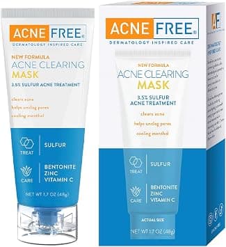 AcneFree Acne Clearing Mask, 3.5% Sulfur Acne Treatment, Absorbs Excess Oil and Unclogs Pores with Vitamin C, Bentonite, and Zinc, 1.7 Ounce - Best Deal Finder