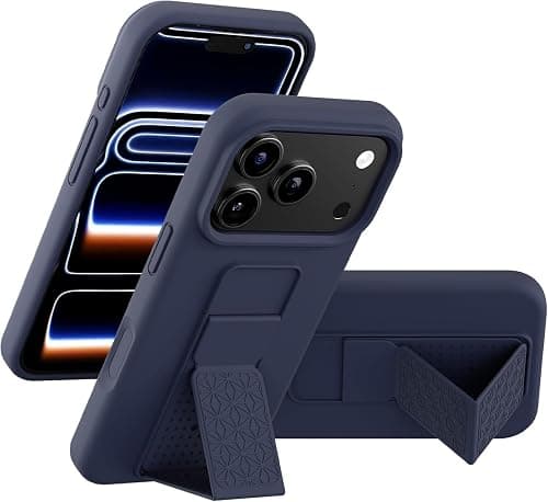 iPhone 17 Pro Case, Kickstand Finger Grip Cover for iPhone 17 Pro, Car Magnetic Multi Stand Soft Silicone Phone Case for iPhone 17 Pro 6.3 inch (Blue, IPhone 17 Pro) على Amazon.ae - متتبع الأسعار
