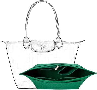 D.DUO Purse Organizer, Multi-Pocket Felt Handbag Organizer, Folding Tote Bag organizer insert for Insert Wallet Organizer Suitable for Longchamp (Green, Large) on Amazon.ae - Price Tracker