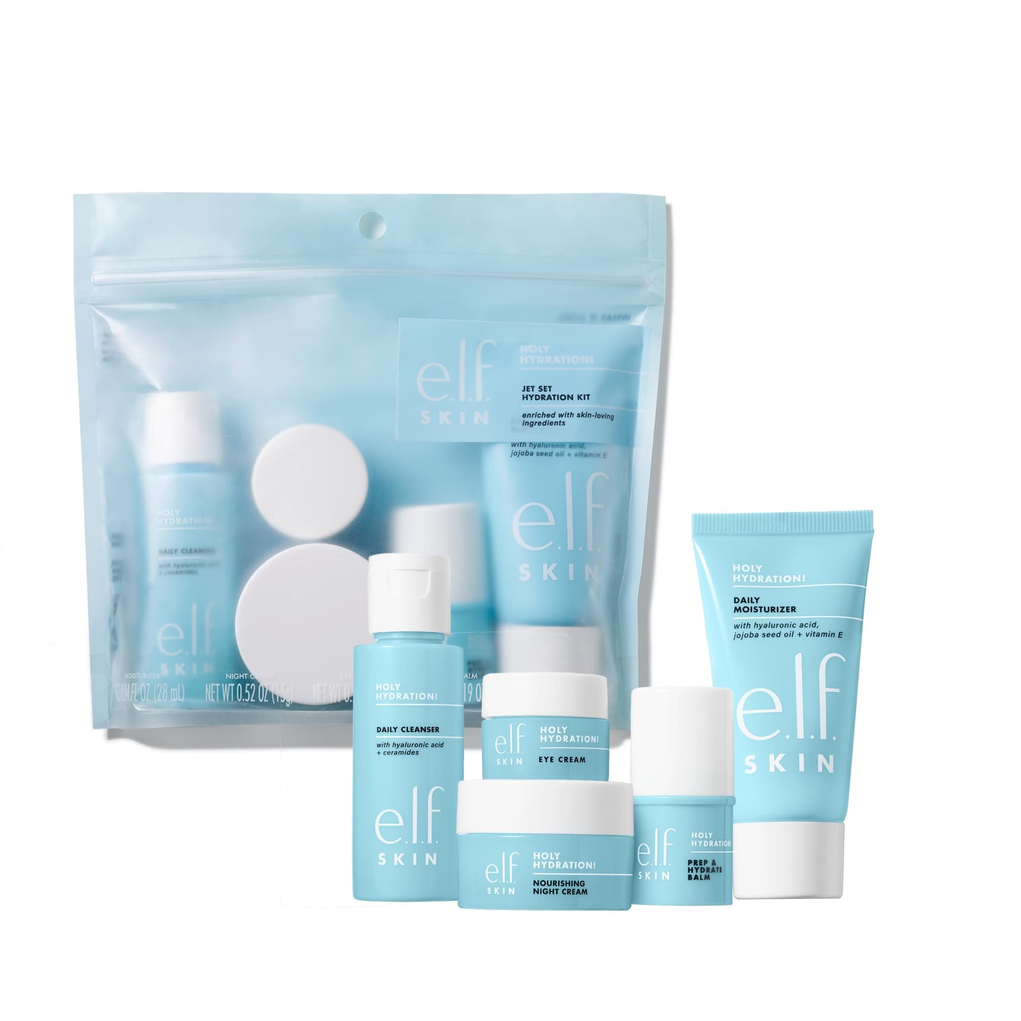 e.l.f. SKIN Jet Set Hydration Kit, Travel Friendly Hydrating Skincare Set, Face Cleanser, Balm, Moisturiser, Eye Cream and Night Cream, Vegan and Cruelty-Free on Amazon.ae - Price Tracker