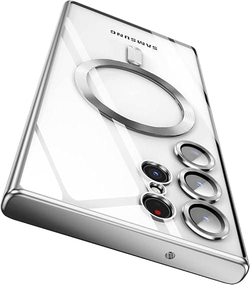 Zubitech Magnetic Clear Case for Samsung Galaxy S25 Ultra with Camera Lens Protector Magsafe Compatible Electroplated Soft TPU Shockproof Case for Galaxy S25 Ultra (Silver, Samsung Galaxy S25 Ultra) على Amazon.ae - متتبع الأسعار