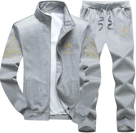 PASOK Men's Casual Tracksuit Full Zip Running Jogging Athletic Sports Jacket and Pants Set on Amazon.ae - Price Tracker