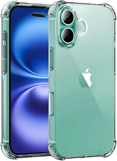 TR-PLANET Clear Case for iPhone 16, Air Cushion Soft Silicone Cover, Reinforced Corners Anti-Scratch Slim Fit Flexible TPU Bumper Phone Case Cover for iPhone 16, Clear on Amazon.ae - Price Tracker
