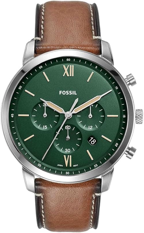 Fossil FS5963 Neutra Chronograph Tan Eco Leather Watch for Men, Silver, 21 mm Size, Brown on Amazon.ae - Price Tracker