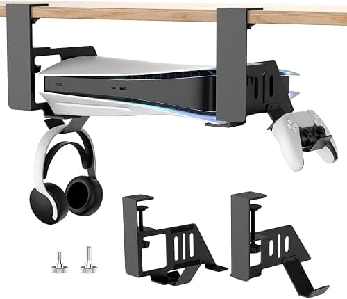 Metal for PS5 Horizontal Stand, Under-Desk Storage Kit for PS5/PS5 Slim Consoles - Disc and Digital Edition with Controllers, Headset Dock, Expandable Accessories for PS5/PS5 Slim (White&Black) on Amazon.ae - Price Tracker
