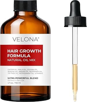 velona Hair Growth Formula - 4 oz | Castor, Amla, Jojoba, Argan, Rosemary, Peppermint, Tea Tree Oils, Vitamin E | Natural Mix with Organic Carrier and Essential Oils - Best Deal Finder