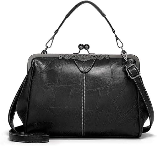 Segater Women Retro Hollow Oil Wax PU Leather Handbag Kiss Lock Crossbody Purse Vintage Messenger Bag Tote on Amazon.sa - Price Tracker