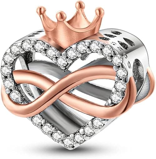 MAKINGTEC 925 Sterling Silver Pendant Beads fit for Pandora Charm Bracelets, Girls Jewelry Beads Women Gift Bracelets and Necklaces, Mom Heart Love Dangle Charm Beads (Crown infinity love) on Amazon.ae - Price Tracker