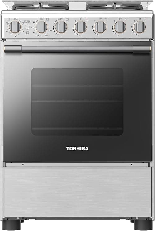 TOSHIBA 60x60cm 4-Burner Gas Cooker with Flame Failure Protection, 70L Oven, Sliver with Rose Gold Decoration Design, RB2-60G4GE(MR) on Amazon.ae - Price Tracker