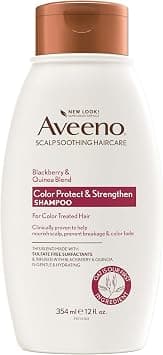 Aveeno Blackberry Quinoa Protein Blend Sulfate-Free Shampoo for Color-Treated Hair Protection, Daily Strengthening & Moisturizing Shampoo, Paraben & Dye-Free, 12 Fl Oz - Best Deal Finder