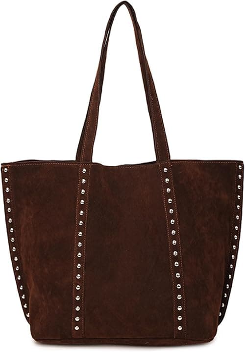 JQAliMOVV Suede Tote Bag for Women Trendy Suede Purse Large Capacity Studded Shoulder Handbag on Amazon.ae - Price Tracker