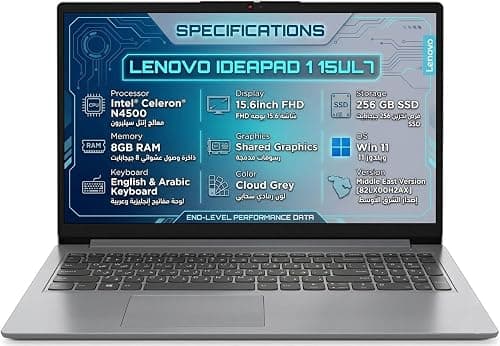 Lenovo IdeaPad 1 15IJL7 Laptop - Intel® Celeron® N4500 15.6inch FHD 256 GB SSD 8GB RAM Shared Graphics Win 11 English & Arabic Keyboard Cloud Grey Middle East Version [82LX00H2AX] on Amazon.ae - Price Tracker