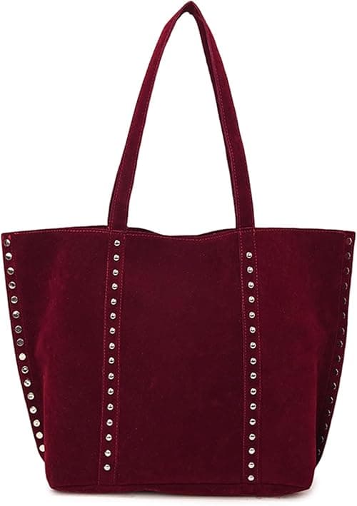 JQAliMOVV Suede Tote Bag for Women Trendy Suede Purse Large Capacity Studded Shoulder Handbag on Amazon.ae - Price Tracker