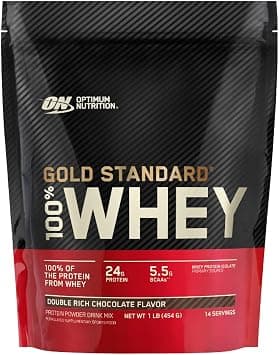 Optimum Nutrition (ON) Gold Standard 100% Whey Protein Powder Primary Source Isolate, 24 Grams of Protein for Muscle Support & Recovery, On the go pack-Double Rich Chocolate, 1 Lb, 14 Servings (454 G) - متتبع أسعار Amazon.sa