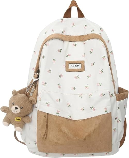 2023 Cute Preppy Bag Floral Printed Kawaii Backpack Cottagecore Aesthetic Backpack Laptop Daypack on Amazon.ae - Price Tracker