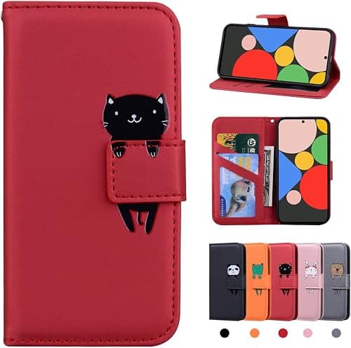 Cute Animal Pattern Case for Google Pixel 6a PU Leather Wallet Case with Folio Flip Cover Stand & Magnetic Closure for Google Pixel 6a 5G - Red Cat على Amazon.ae - متتبع الأسعار