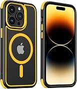MobNano Magnetic Case For iPhone 13 Pro 6.1-Inch [Support MagSafe Wireless Charging] Shockproof Phone Bumper Cover - Black/Yellow - Best Deal Finder