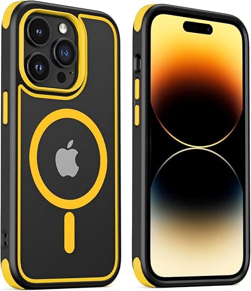 MobNano Magnetic Case For iPhone 13 Pro 6.1-Inch [Support MagSafe Wireless Charging] Shockproof Phone Bumper Cover - Black/Yellow on Amazon - Best Deal Finder