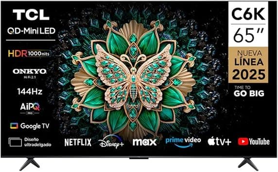TCL 65 Inch QLED-MiniLED TV Smart Google TV, 4K Resolution, Dolby Vision Atmos, 144Hz, ONKYO 2.1 Hi-Fi System, Dolby Vision HDR, Ultra Slim Design – 65C6K (2025 Model) on Amazon.ae - Price Tracker