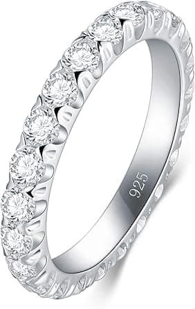 BORUO Sterling Silver Ring - Wedding Bands for Women, Eternity Band, Cubic Zirconia Simulated Diamond Stackable Band for Oura Ring Gen3/4-1.5mm 3mm Band Size 4-12 on Amazon.ae - Price Tracker