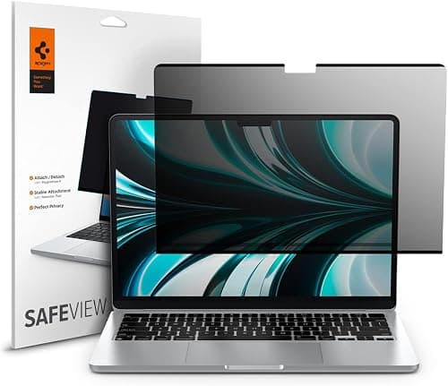 Spigen Privacy Filter Screen Protector Film [SafeView] for Macbook Air 13 inch M5 (2026) / M4 (2025) / M3 (2024) / M2 (2023) [Snap on install/Removable] على Amazon.ae - متتبع الأسعار