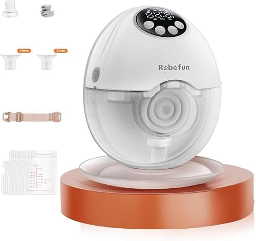 Robofun Hands-Free Electric Breast Pump, the Silent Breast Pump with 4 Modes and 12 Suction Levels, With Dust Cover, 1 Piece Breast Pump with 19/21/24mm Flange - White على Amazon.ae - متتبع الأسعار