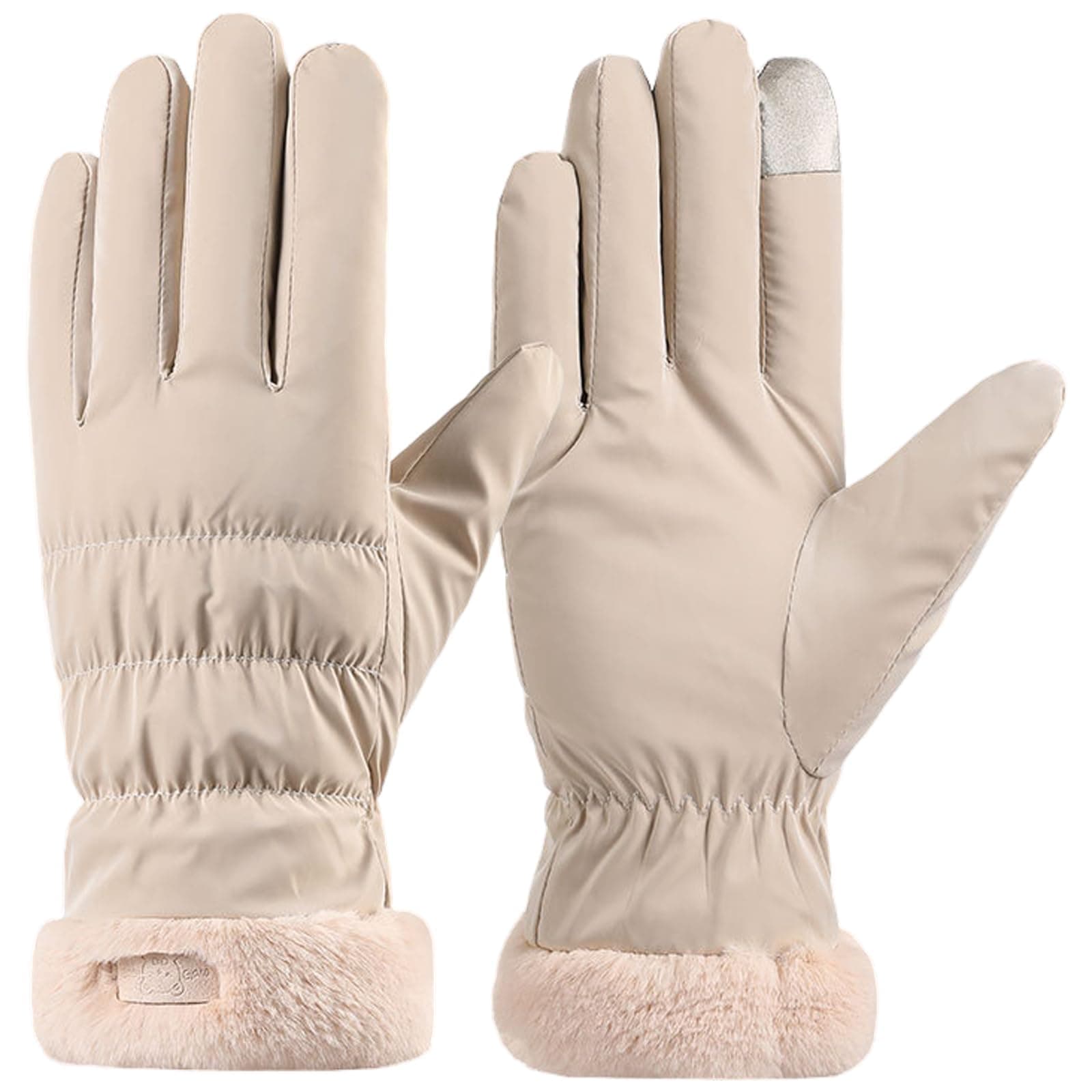 KASTWAVE Waterproof Thermal Gloves for Women, Touchscreen Winter Fleece Insulated Gloves, Windproof Ski Gloves for Outdoor Activities, Walking, Running, Cycling (Beige) on Amazon.ae - Price Tracker