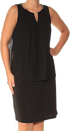 Calvin Klein Women's Sleeveless Pleat Dress with Chain, Black, M on Amazon.ae - Price Tracker