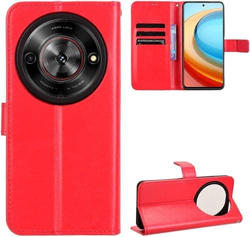 ZTE Blade A75 5G Case [Goat Leg] [Card Slots] [Magnetic Flip Case] Compatible with ZTE Blade A75 5G Smartphone (Red) on Amazon.ae - Price Tracker