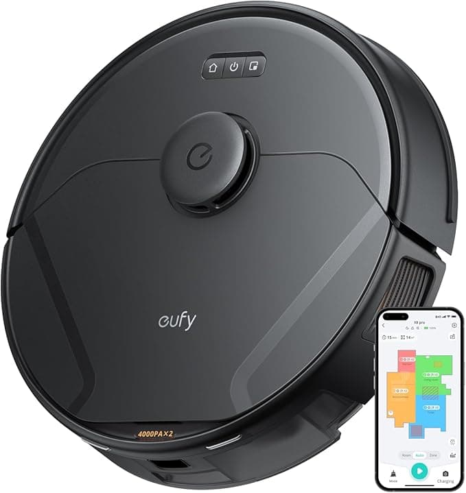 eufy Clean X8 Pro Robot Vacuum Cleaner, Twin-Turbine 2× 4,000 Pa Powerful Suction, Active Detangling Roller Brush, and iPath Laser Navigation for Pet Hair Deep Cleaning on Carpet (X8 Pro) on Amazon.ae - Price Tracker