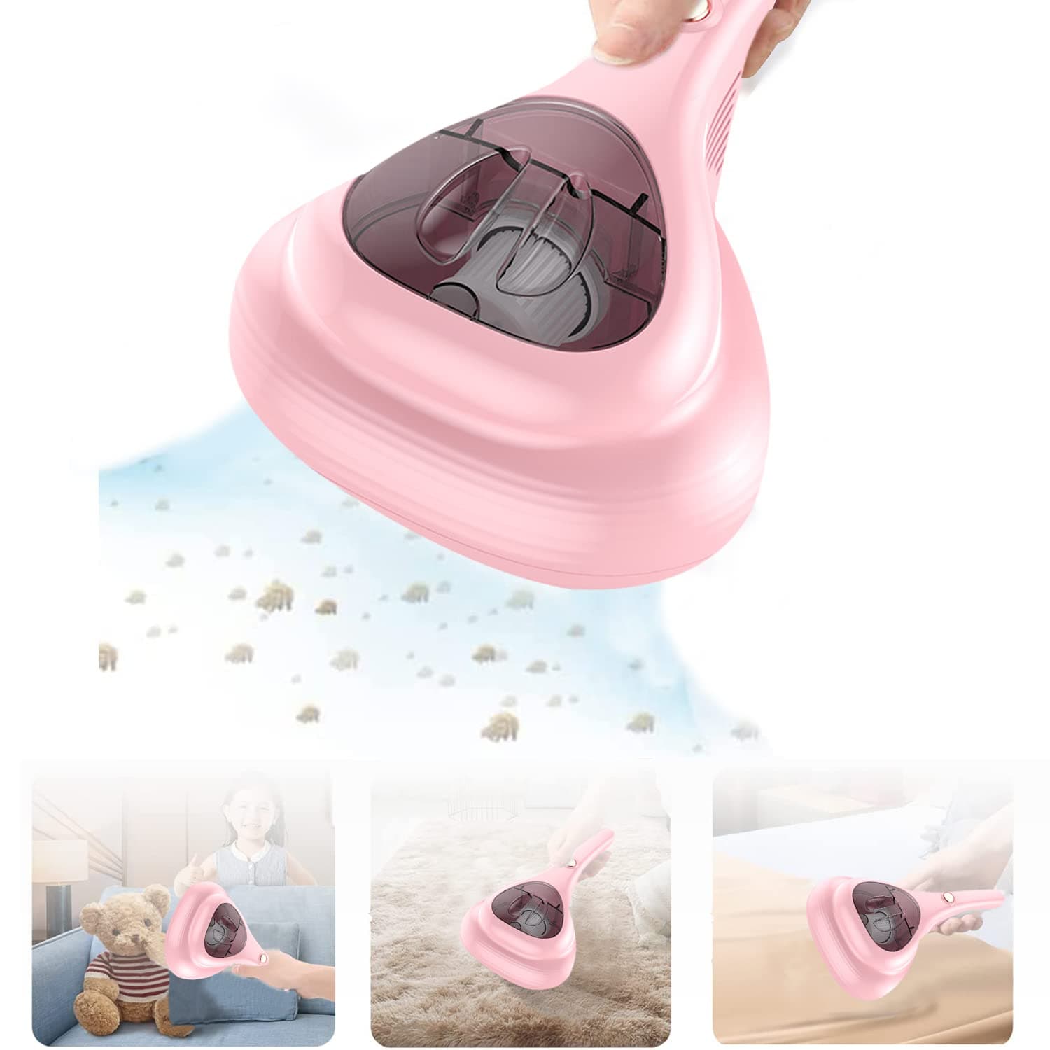 VUCATIN Bed Vacuum Cleaner, UV Sanitizing Handheld Dust Mite Vacuum Cleaner Machine, Portable Cordless High Power Cleaning Euipment for Sheet, Mattress, Carpet, Sofa, Pet, Hair, pink on Amazon.ae - Price Tracker