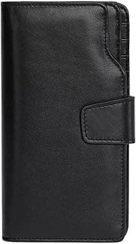 Wallet Male Leather Genuine Vintage Long Clutch Wallets Purse ZipperHasp Men Cell Phone Bags Wallets Card Wallets For Women, (Color : Black Wallet) on Amazon.ae - Price Tracker