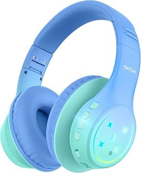 EarFun K4 Kids Bluetooth Headphones, Wireless Headphones with LED Lights, 74/85/94dBA Volume Limited, Built-in Mic, 90H Playtime, Bluetooth 5.4 Over Ear Headphone for iPad/Tablet/School, Green على Amazon.ae - متتبع الأسعار
