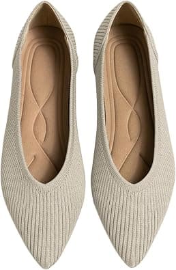 TINGRISE Women's Flats Shoes Pointed Toe Knit Ballet Comfortable Dressy Slip On Flat - Best Deal Finder