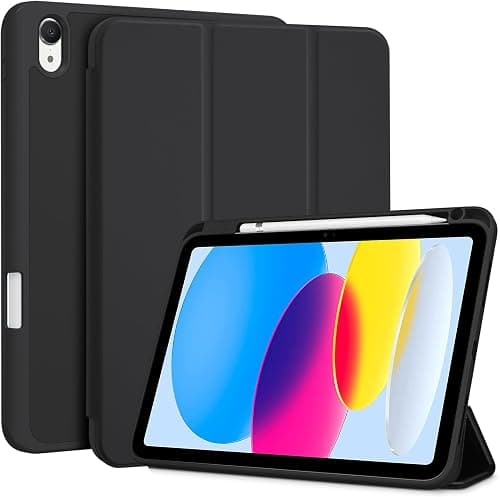 ProCase for iPad A16 11th/10th Generation Case with Pencil Holder -Black | 11 Inch 2025/10.9 Inch 2022, a16 iPad Case 11 10 Gen Cover with Pen Holer, Hybrid Soft TPU Back, Touch ID, Auto Wake/Sleep على Amazon.ae - متتبع الأسعار