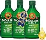 Möller's Omega 3 Cod Liver Oil | Dietary Supplement with EPA, DHA, Vit A, D and E | High Purity Natural | 165 Year Old Brand | Superior Taste Award | Neutral Taste | 250 ml x 3 - دليلك لأفضل العروض