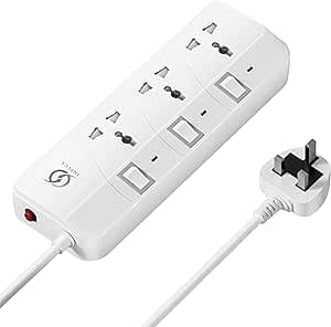 INFLUX 3-Outlet 3-Meter Extension Cord, Multi-Plug Power Extension with Individual Safety Buttons, Ideal for Home, Office on Amazon.ae - Price Tracker