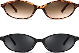 FEISEDY Retro Oval Cat Eye Sunglasses for Women 90s Narrow Lightweight Shades Y2k Trendy Sun Glasses B0257 - Best Deal Finder