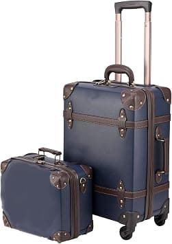 Vintage Luggage Set of 2 Pieces, Lightweight Hardside Spinner Suitcase witH NUMBER Lock and 4 Wheels, cabin bag, carry- on luggage (NAVY BLUE) على Amazon.ae - متتبع الأسعار