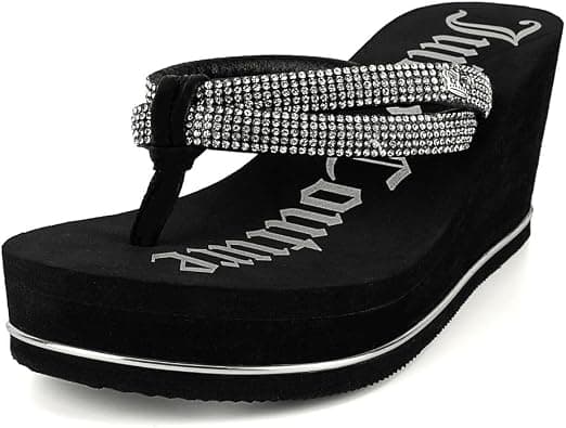 Juicy Couture Women’s Wedge Platform Flip Flops, Fashion Beach Sandals with Soft Footbed and Thong Style على Amazon.ae - متتبع الأسعار