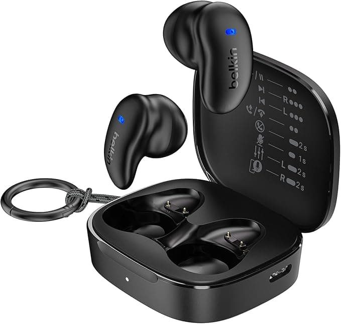 Belkin SoundForm Anywhere Wireless Earbuds, Lightweight Earbuds for Side Sleeping with Long-Lasting Comfort, Bluetooth 6.0, 26H Battery Life, IPX4, Earphones for sleeping, sports and more - Black on Amazon.ae - Price Tracker