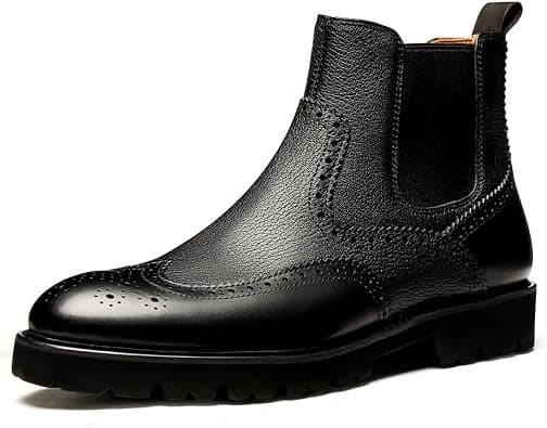 Men's Dark Brown Wingtip Leather Chelsea Boots mens Chelsea Boot على Amazon.ae - متتبع الأسعار