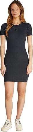 Calvin Klein womens WASHED WOVEN LABEL RIB DRESS Dresses on Amazon.ae - Price Tracker