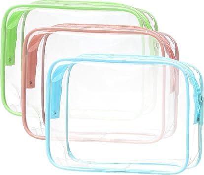 3 Pack Color Clear Toiletry Bag, Waterproof PVC Clear Makeup Bag, Portable Clear Travel Toiletry Bags for Traveling Men Women on Amazon - Best Deal Finder