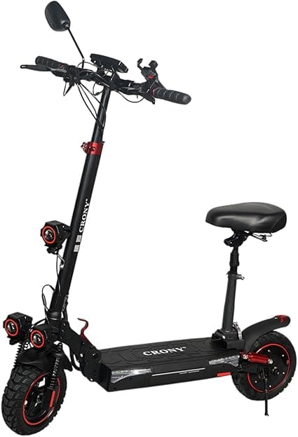 CRONY T4 Big LCD Display Electric Scooter with Seat, 2000W Motor, 40-65KM/H Speed, Smart App Control, Triple LED Headlamps& Foldable Design with Smart Lock and Flashing Mode, Front/Rear Suspension on Amazon.ae - Price Tracker