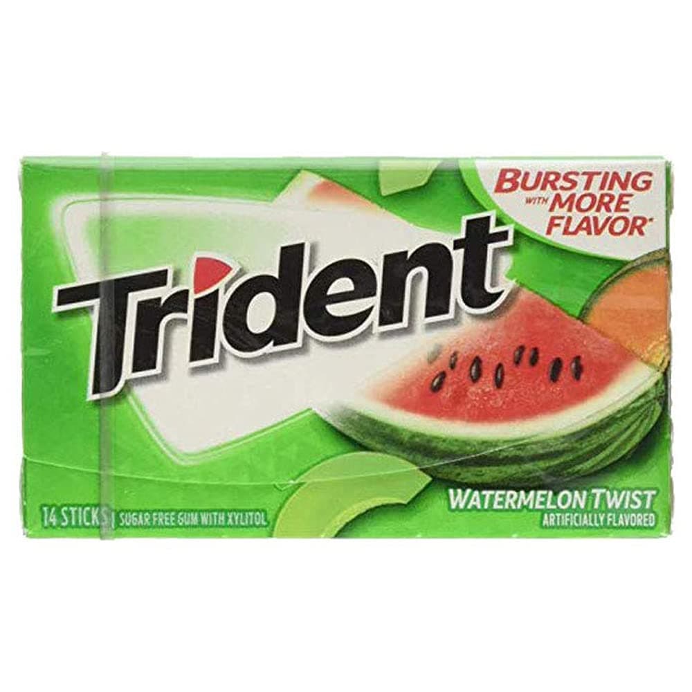 Trident Watermelon Twist Artificially Flavored Sugar Free Gum with Xylitol, 14 Sticks علكة ترايدنت بطعم البطيخ الملفوف بنكهة صناعية خالية من السكر مع إكسيليتول on Amazon.ae - Price Tracker