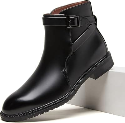 Men's Adjustable Buckle-Strap Chelsea Boots - Suede Leather Dress Casual Ankle Boots على Amazon.ae - متتبع الأسعار