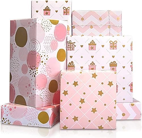 ELECDON 4 Sheets Metallic Gold Foil Gift Wrapping Paper, Pink Birthday Wrap for Women & Girls, Perfect for Valentine's Day, Parties, Weddings & All Occasions (27.5 x 19.6inch) on Amazon.ae - Price Tracker
