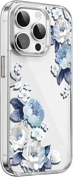 Clear Case for iPhone 13 Pro, Women Floral Pattern Design Shockproof TPU Bumper Phone Case for iPhone 13 Pro Flowers Protective Phone Case (Blue, 13 Pro) - Amazon.ae Price Tracker