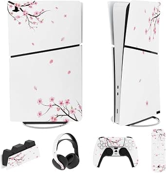 playvital Full Set Skin Sticker for ps5 Slim Console Digital Edition (The New Smaller Design), Vinyl Skin Decal for ps5 Controller & Headset & Charging Station & Media Remote - Falling Cherry Blossom on Amazon.ae - Price Tracker